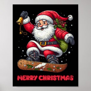 サンタクローススノーボードメリークリスマスウィンターホ ポスター