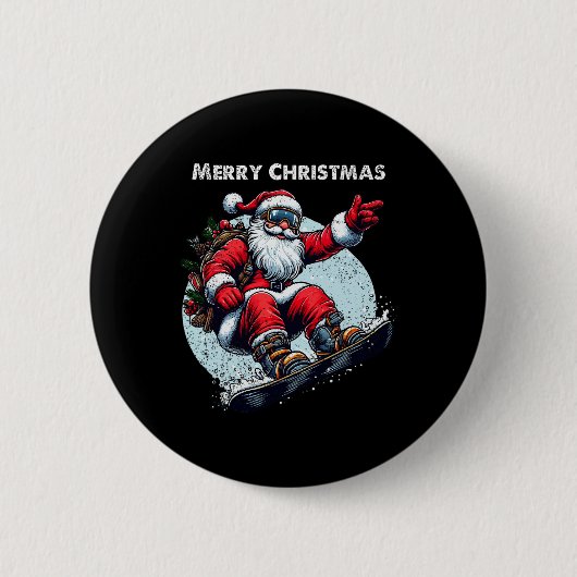 サンタクローススノーボードメリークリスマスウィンターホ 缶バッジ (正面)