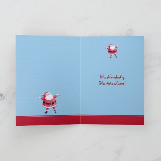 サンタクローススペインのブルークリスマスカード シーズンカード (内部)