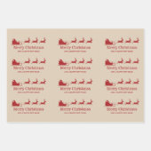 サンタクローススレイアンドトナカイ&カスタム文字 ラッピングペーパーシート (正面)