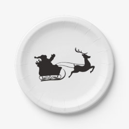 サンタクローススレイアンドトナカイ ペーパープレート