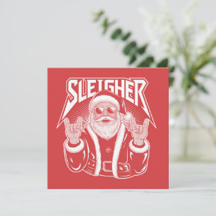 サンタクローススレイジャー面白いクリスマス金属ロック シーズンカード