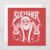 サンタクローススレイジャー面白い金属のクリスマスロック シーズンカード (正面/裏面)