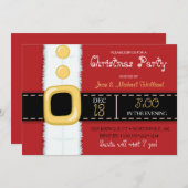 サンタクローススーツクリスマスホリデーパーティー 招待状 (正面/裏面)