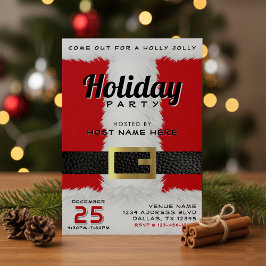 サンタクローススーツレッド&ホワイトホリデークリスマス 招待状