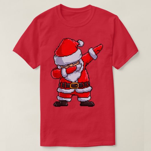 サンタクロースダビングピクセルアートクリスマスダブダンス Tシャツ (デザイン正面)