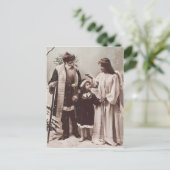 サンタクロースチャイルドエンジェルヴィンテージクリスマスポストカード シーズンポストカード (スタンド正面)