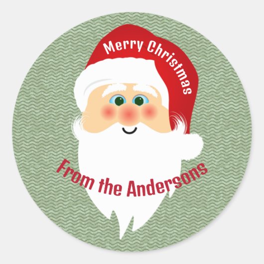 サンタクロースデザインステッカーラベル ラウンドシール (正面)