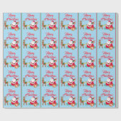 サンタクロースデリバリ追加の名前トナカイ雪 ラッピングペーパー (フラット)