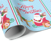 サンタクロースデリバリ追加の名前トナカイ雪 ラッピングペーパー (ロールコーナー)