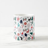 サンタクローストナカイ松の木ミッテンス模様 コーヒーマグカップ (中央)