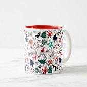 サンタクローストナカイ松の木ミッテンス模様 ツートーンマグカップ (正面右)