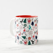 サンタクローストナカイ松の木ミッテンス模様 ツートーンマグカップ (正面左)