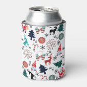 サンタクローストナカイ松の木ミッテンス模様 缶クーラー (缶正面)