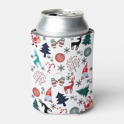 サンタクローストナカイ松の木ミッテンス模様 缶クーラー (缶正面)