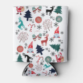 サンタクローストナカイ松の木ミッテンス模様 缶クーラー (正面)