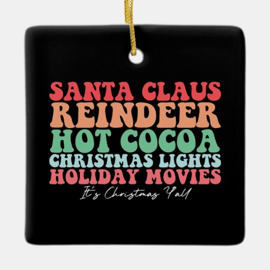 サンタクローストナディアホットココアクリスマスライトホー セラミックオーナメント (正面)