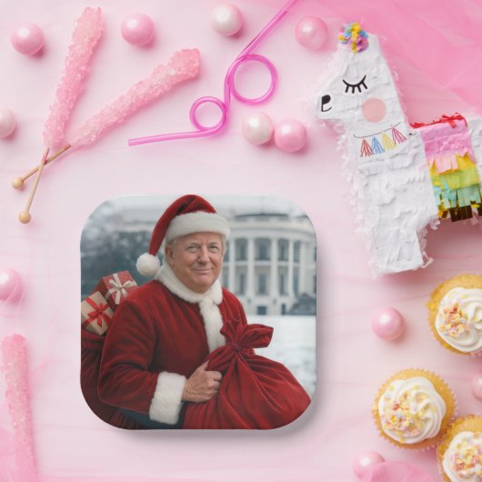 サンタクローストランプウィズレッド抱き枕 ペーパープレート (パーティー)