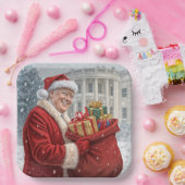 サンタクローストランプウィズ抱き枕 ペーパープレート (パーティー)