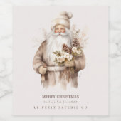 サンタクロースナチュラルウォームシックなホリデーワインラベル ワインラベル (シングルラベル)