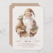 サンタクロースナチュラルウォームホリデーパーティー招待状 招待状 (正面/裏面)