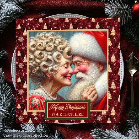 サンタクロースナプキンズレッド金ゴールドグリーンクリスマステーマ