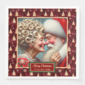 サンタクロースナプキンズレッド金ゴールドグリーンクリスマステーマ (正面)