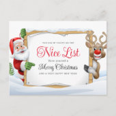 サンタクロースニースリストと赤い鼻トナカイクリスマス シーズンポストカード (正面)