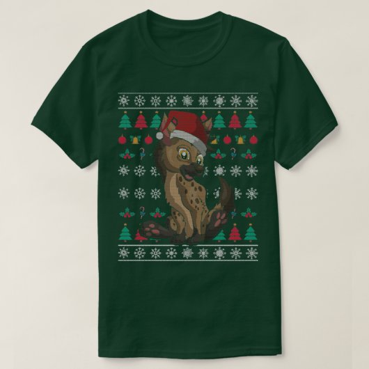 サンタクロースハイエナ醜いクリスマス Tシャツ (デザイン正面)