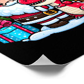 サンタクロースハグTレックス恐竜クリスマスマッチング ポスター (角)