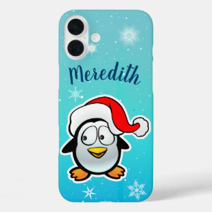 サンタクロースハットのかわいいペンギン iPhone 16 PLUSケース