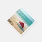 サンタクロースハットオンアトロピカルビーチ スタンダードカクテルナプキン (角)