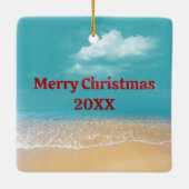 サンタクロースハットオンアトロピカルビーチ セラミックオーナメント (裏面)
