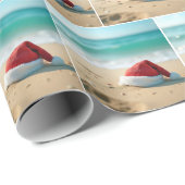 サンタクロースハットオンアトロピカルビーチ ラッピングペーパー (ロールコーナー)