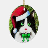 サンタクロースハットクリスマスキャットオーナメント セラミックオーナメント (右)