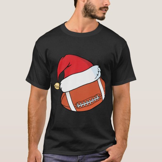 サンタクロースハットサッカークリスマス Tシャツ (正面)