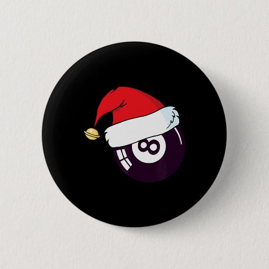 サンタクロースハットビリヤード8 Ll Christmas 缶バッジ (正面)