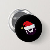 サンタクロースハットビリヤード8 Ll Christmas 缶バッジ (正面&裏面)