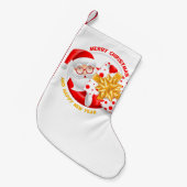 サンタクロースハッピーニューイヤーストッキング スモールクリスマスストッキング (正面 (吊り時))