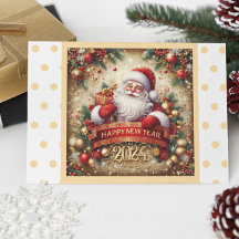 サンタクロースハッピーニューイヤーパーソナライズされた金ゴールド