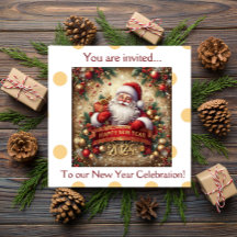 サンタクロースハッピーニューイヤーパーソナライズされた金ゴールド