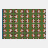 サンタクロースハッピーホリデーズクリスマスパターン ラッピングペーパーシート (正面)
