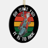 サンタクロースバイクバイクもしくは自転車に乗る人オーwhatおもしろい セラミックオーナメント (右)