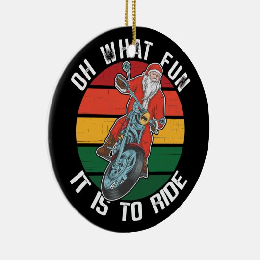 サンタクロースバイクバイクもしくは自転車に乗る人オーwhatおもしろい セラミックオーナメント (右)