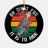 サンタクロースバイクバイクもしくは自転車に乗る人オーwhatおもしろい セラミックオーナメント (正面)