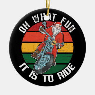サンタクロースバイクバイクもしくは自転車に乗る人オーwhatおもしろい セラミックオーナメント