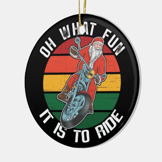 サンタクロースバイクバイクもしくは自転車に乗る人オーwhatおもしろい セラミックオーナメント (左)
