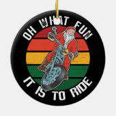 サンタクロースバイクバイクもしくは自転車に乗る人オーwhatおもしろい セラミックオーナメント (裏面)