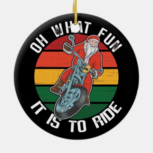 サンタクロースバイクバイクもしくは自転車に乗る人オーwhatおもしろい セラミックオーナメント (裏面)