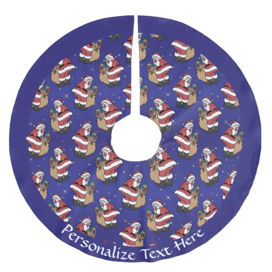 サンタクロースバッグのクリスマスプレゼントがパーソナライズ ブラッシュドポリエステルツリースカート (正面)